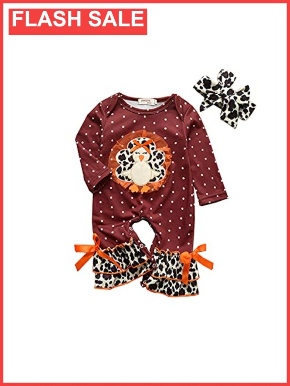 Baby Thanksgiving Turkey Romper Long Sleeve Cotton Onesie Set